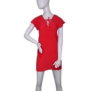 Madewell Mini Dress Short Sleeve Red Cherry Pullover Size XS